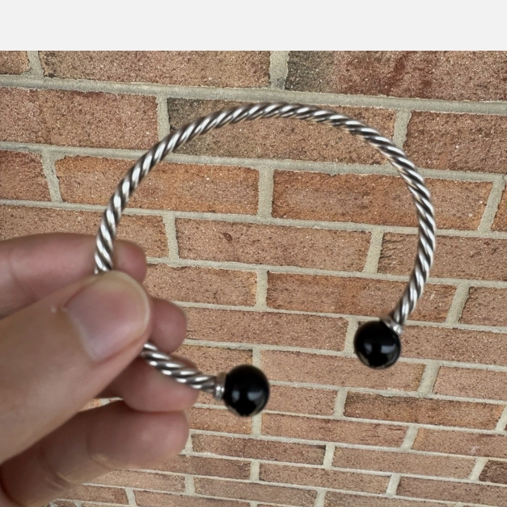 David Yurman Silver and Black Cable Bracelet
